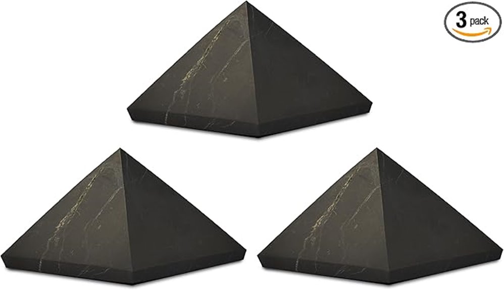 three authentic shungite pyramids