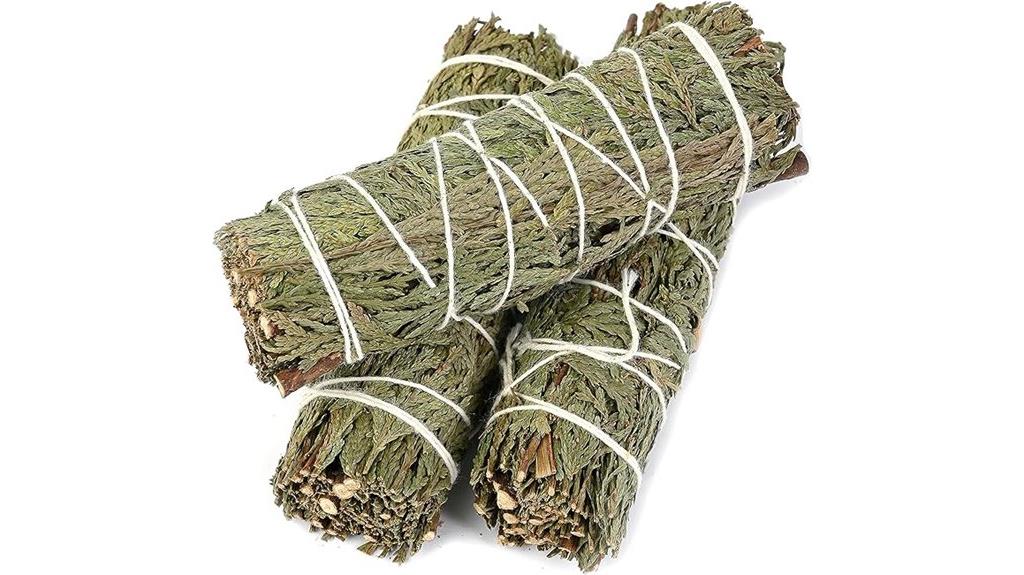 three cedar smudge sticks