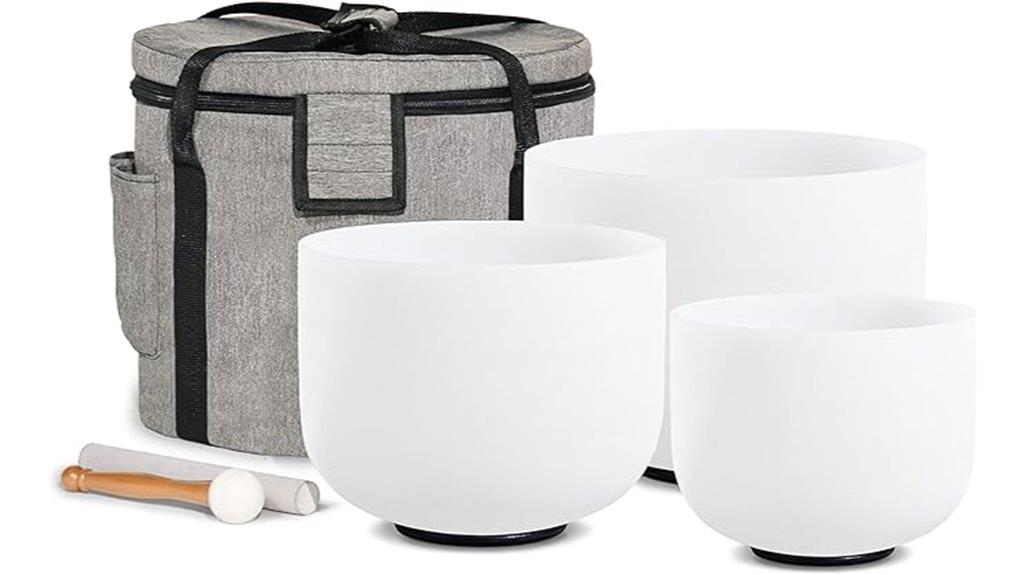 three chakra crystal bowls