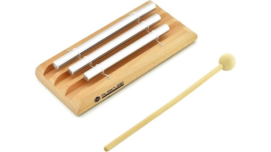 three tone wooden meditation chimes