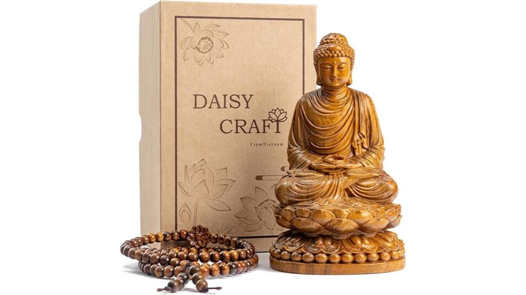 wooden buddha shakyamuni statue