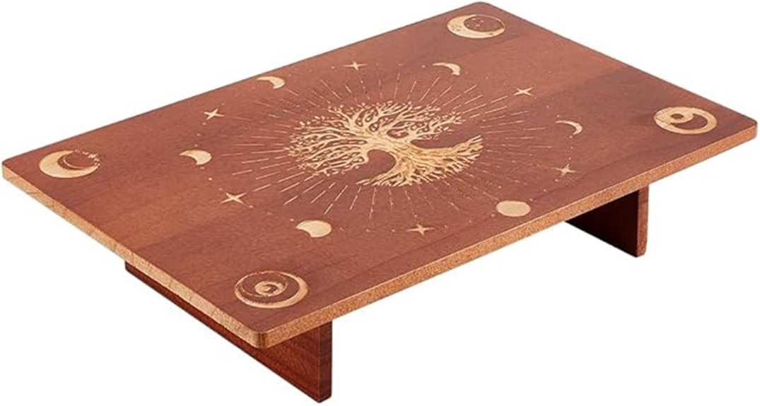wooden meditation shrine table
