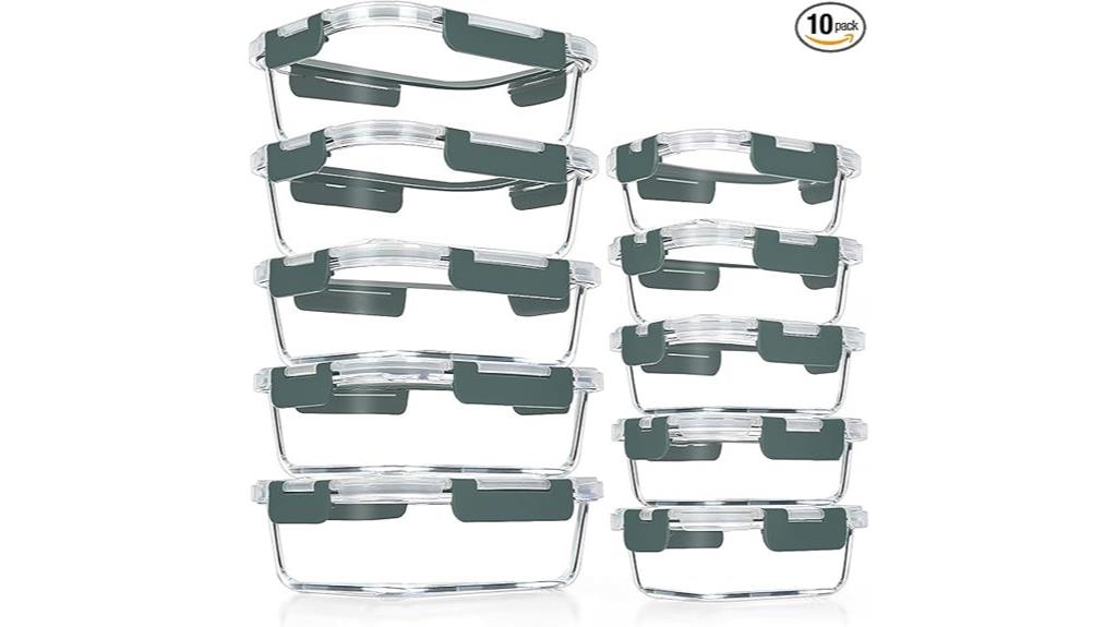 10 pack glass meal containers