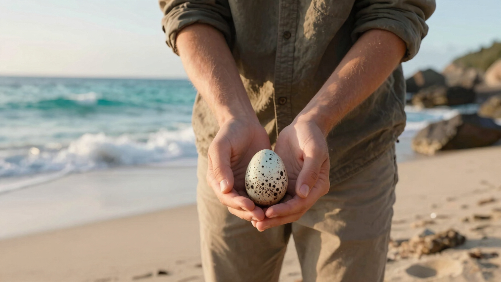 inspired by maldivian seabird’s solitary egg, this installation explores ecological fragility